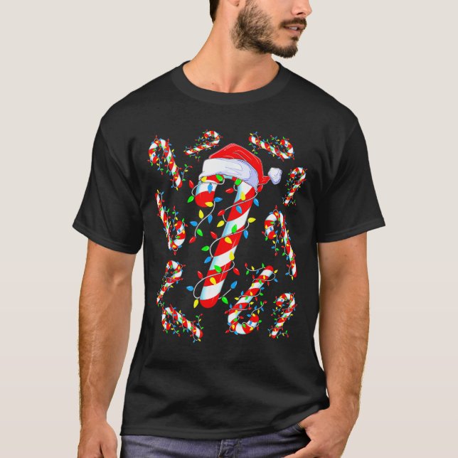 Camiseta Candy Cane Crew Red And White Santa Funny Christma (Anverso)