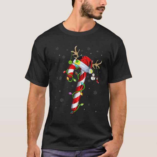 Camiseta Candy Cane Crew Santa Xmas Encendió a Navidades B (Anverso)