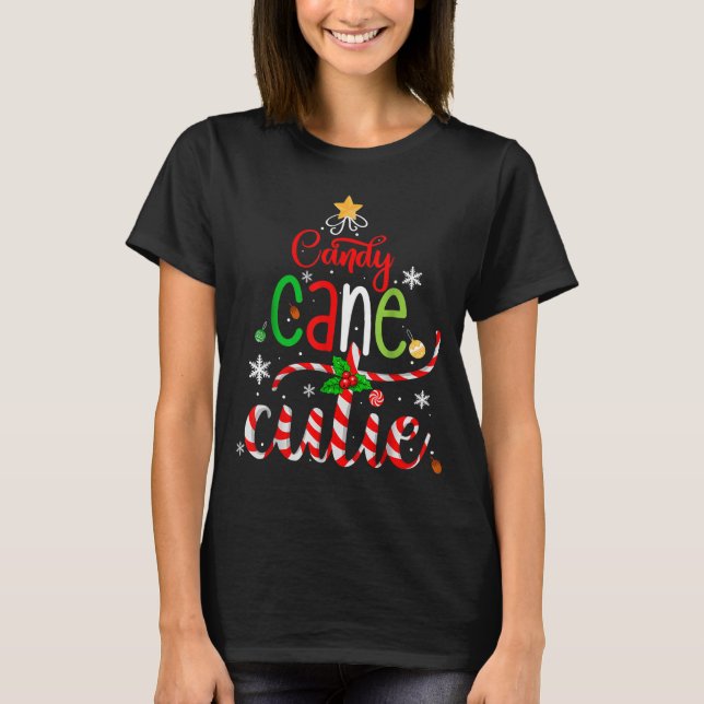 Camiseta Candy Cane Cutie Funny Christmas Boys Girls Kids (Anverso)