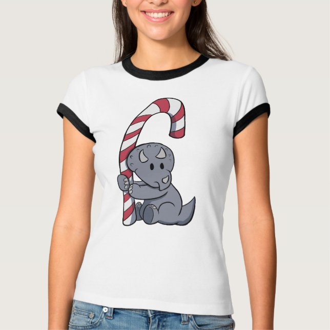 Camiseta Candy Cane de Triceratops (Anverso)