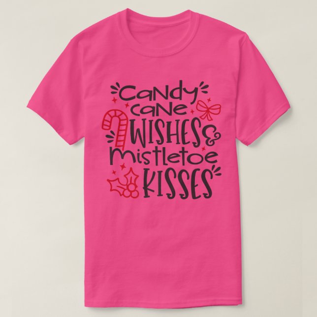 Camiseta Candy Cane desea besos Mistletoe7 (Diseño del anverso)