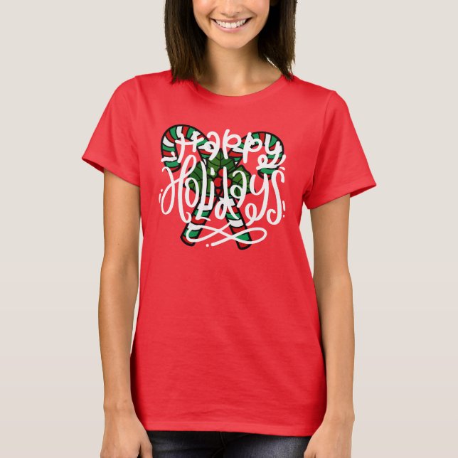 Camiseta Candy Cane Felices Fiestas (Anverso)
