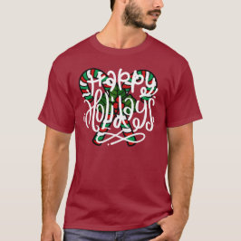 Camiseta Candy Cane Happy Holidays T-Shirt