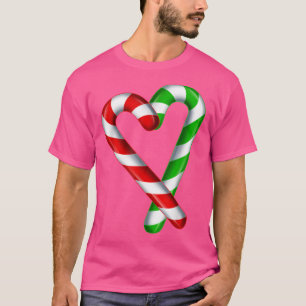 Camiseta Candy Cane Heart Merry y Brillante Candy Verde Roj