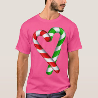 Camiseta Candy Cane Heart Merry y Brillante Candy Verde Roj