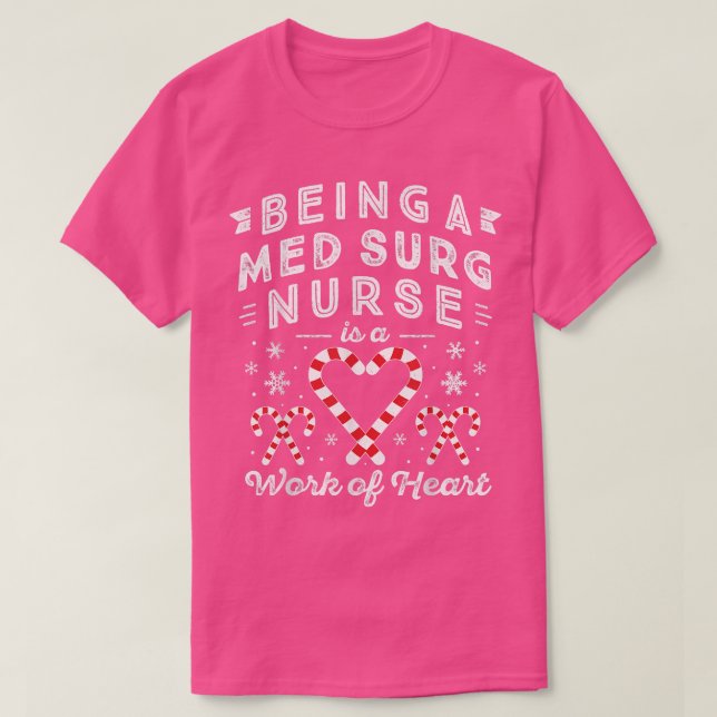 Camiseta Candy Cane HeartEnfermera quirúrgica médica de Nav (Diseño del anverso)