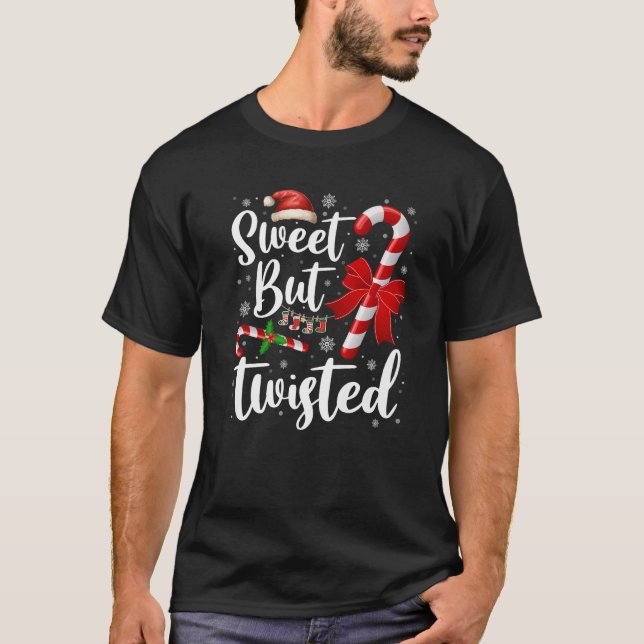 Camiseta Candy Cane Lovers Christmas Sweet But Twisted Xmas (Anverso)