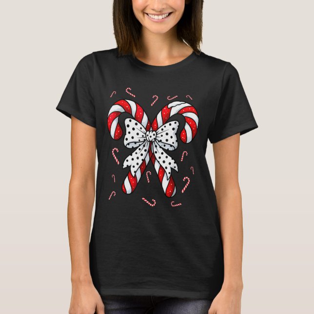 Camiseta Candy Cane Merry And Bright Red And White Candy Co (Anverso)