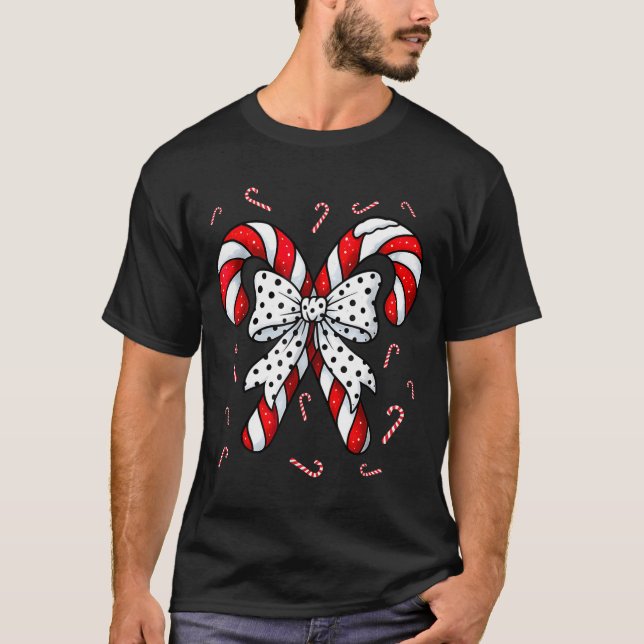 Camiseta Candy Cane Merry And Bright Red And White Candy Co (Anverso)
