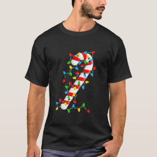 Camiseta Candy Cane Merry y Navidades brillantes iluminan e