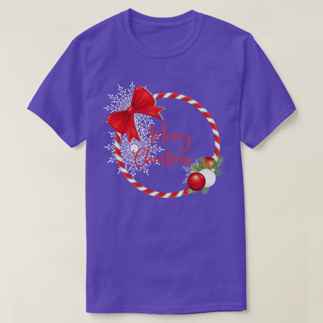 Camiseta Candy Cane Navidades Wreath (Diseño del anverso)