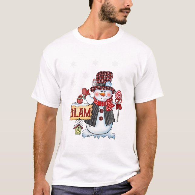 Camiseta Candy Cane Red de Navidades de Snowman (Anverso)