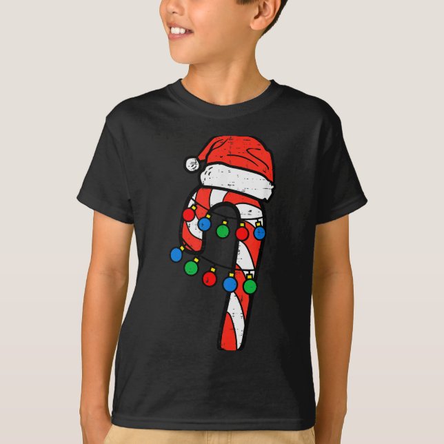 Camiseta Candy Cane Santa Hat Christmas Lights Xmas Men Wom (Anverso)