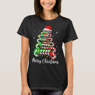 Camiseta Candy Cane Santa Hat Gracioso Árbol de Navidad Fel