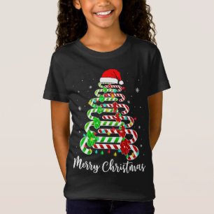 Camiseta Candy Cane Santa Hat Gracioso Árbol de Navidad Fel