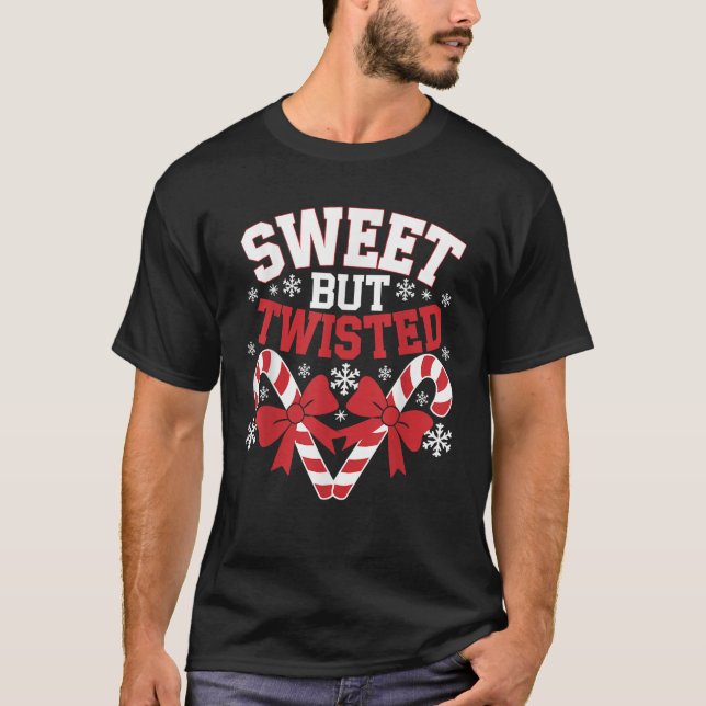 Camiseta Candy Cane Sweet But Twisted Funny Christmas  (Anverso)