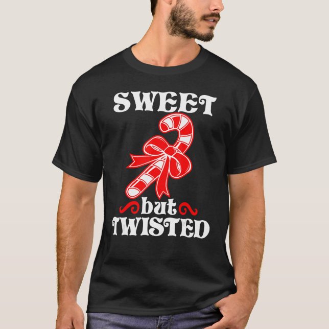 Camiseta Candy Cane Sweet But Twisted Funny Christmas_1 (Anverso)