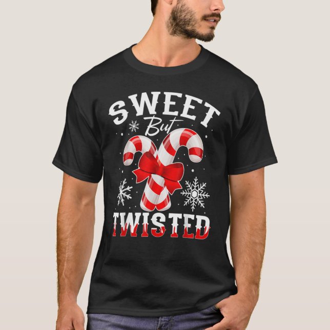 Camiseta Candy Cane Sweet But Twisted  Merry Christmas (Anverso)