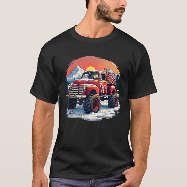 Camiseta Candy Cane Vintage Truck Christmas Holiday  (Anverso)