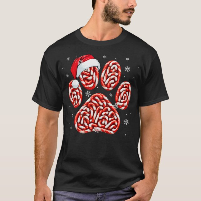 Camiseta Candy Canes In Dog Paw Xmas Dog Cat Owner Family K (Anverso)