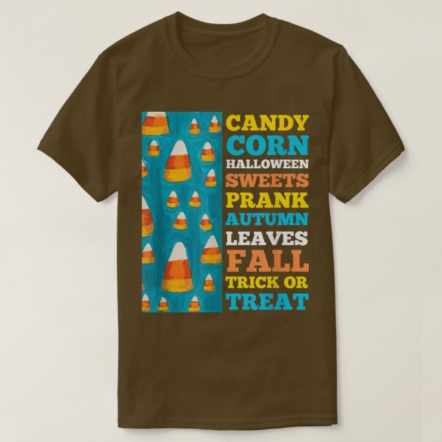 Camiseta Candy Corn, Candy de Halloween, Cañones de otoño,  (Diseño del anverso)
