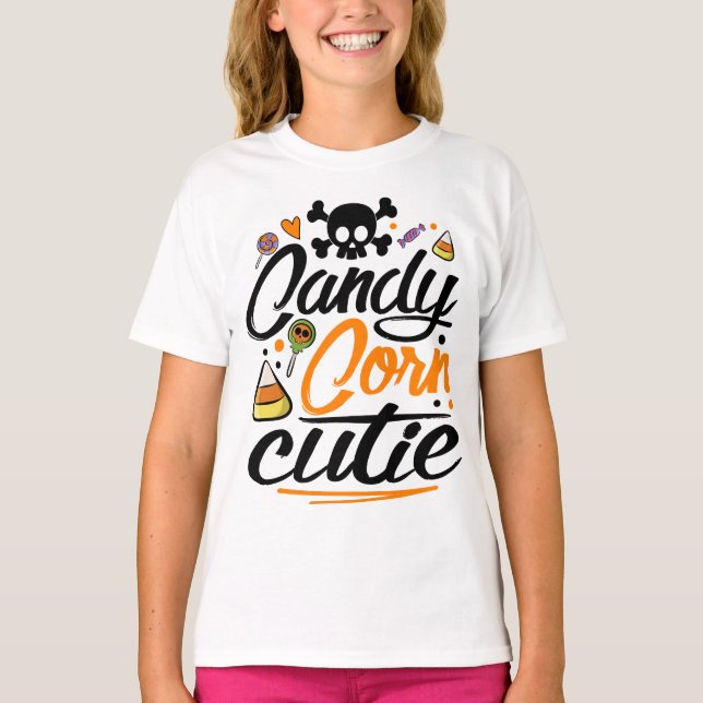 Camiseta Candy Corn Cutie Costueen Halloween (Anverso)