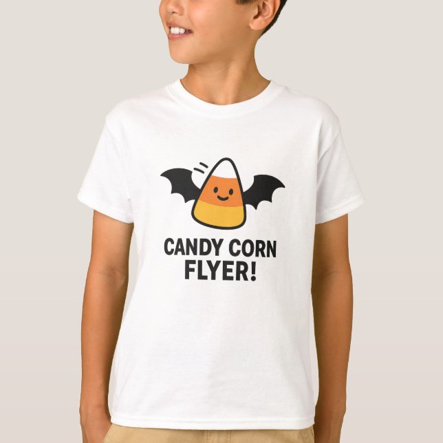 Camiseta Candy Corn Flyer Cute Halloween Bat Design (Anverso)