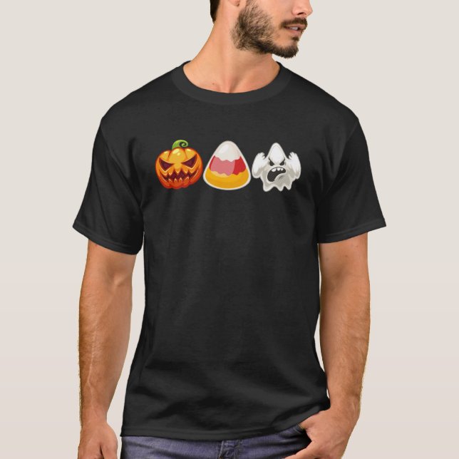 Camiseta Candy Corn Ghost Calabaza Divertido Halloween Cost (Anverso)