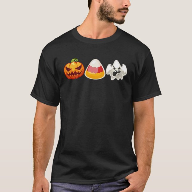 Camiseta Candy Corn Ghost Pumpkin Fun Halloween Costume Kid (Anverso)