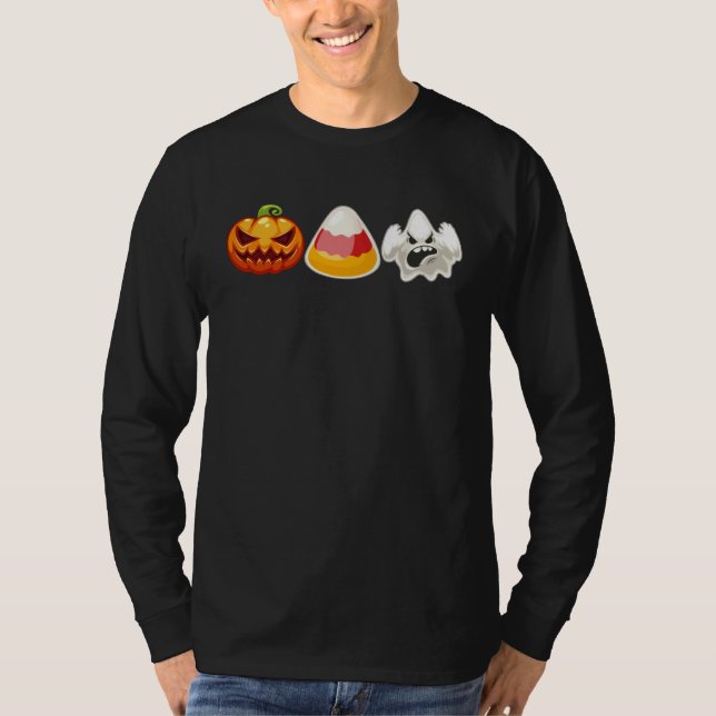 Camiseta Candy Corn Ghost Pumpkin Fun Halloween Costume Kid (Anverso)