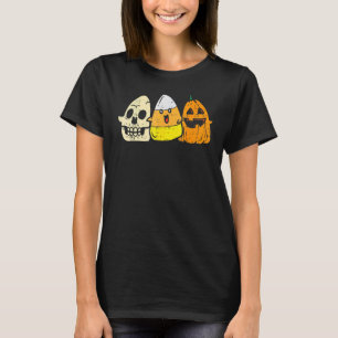 Camiseta Candy Corn Skeleton Skull Pumpkin Fun Halloween Co