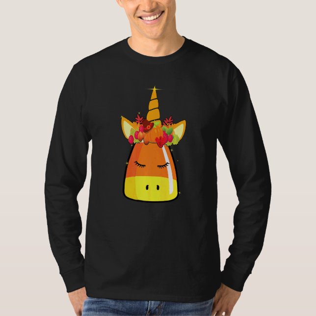 Camiseta Candy Corn Unicorn Face Halloween Costume D (Anverso)