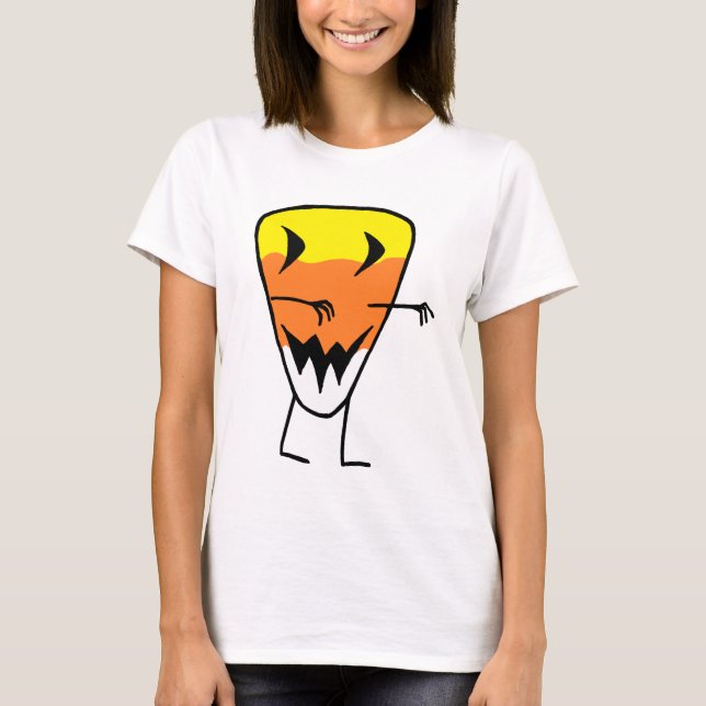 Camiseta Candy Corn Zombie T-Shirt Halloween Tee femenino (Anverso)