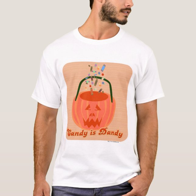 Camiseta Candy es Dandy Fun Halloween Personalizado eslogan (Anverso)