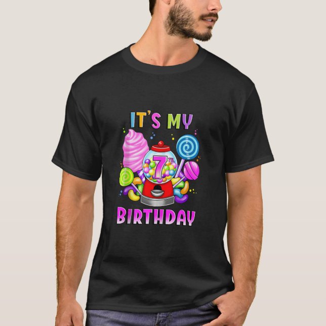 Camiseta Candy Gumball Machine It's My 7 Birthday Chica 7 (Anverso)
