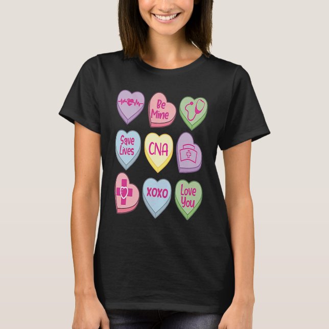 Camiseta Candy Heart Conversation Nicu CNA ValentinesDay (Anverso)
