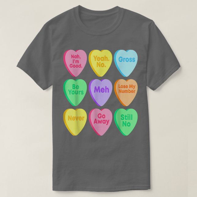 Camiseta Candy Heart Día de San Valentín gracioso (Diseño del anverso)