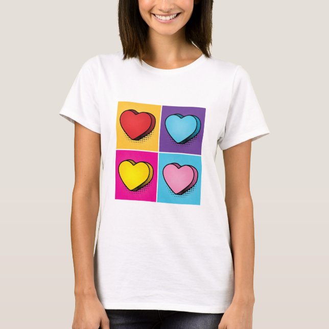 Camiseta Candy Heart Pop Art El día de San Valentín (Anverso)