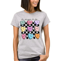 Candy Heart Valentine's Day Black Hair T-Shirt