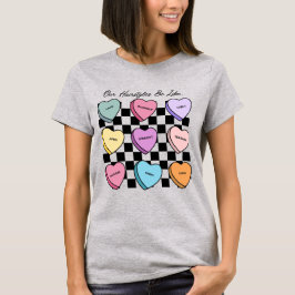 Camiseta Candy Heart Valentine's Day Black Hair T-Shirt