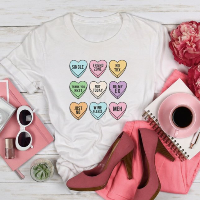 Camiseta Candy Hearts Anti Valentine Single Life (Subido por el creador)