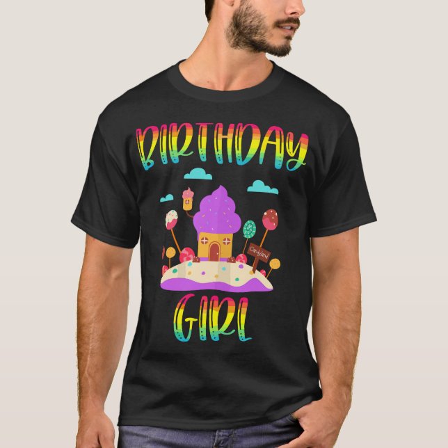 Camiseta Candy Land Birthday Party Ice Cream Cupakes Sweet (Anverso)