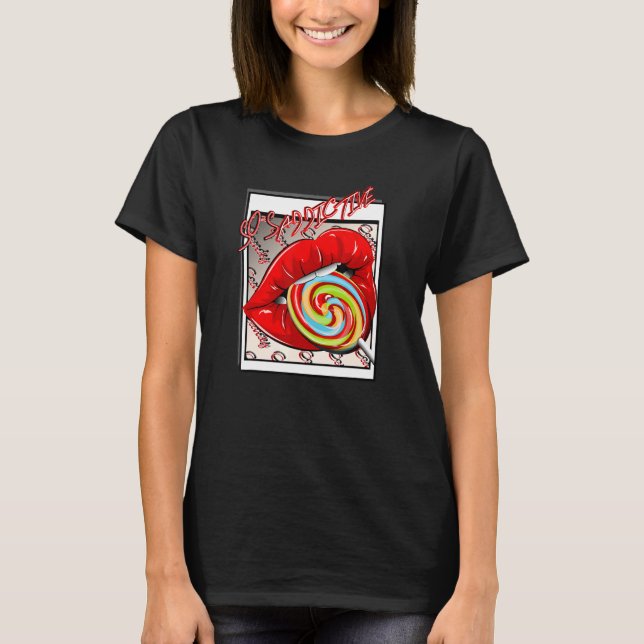 Camiseta Candy Lips Lollipop Hombres Mujeres Hip Hop Idea (Anverso)