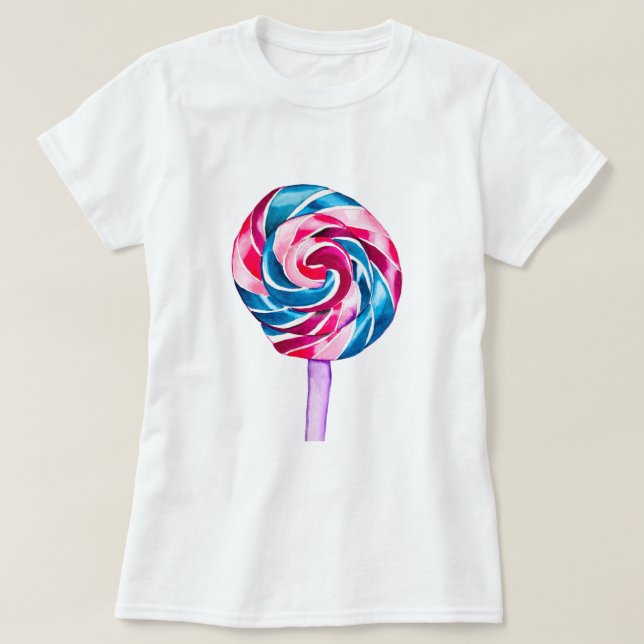 Camiseta Candy lollipop acuarela dulce arte (Diseño del anverso)