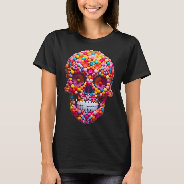 Camiseta Candy Skull Bubble Gum Skeleton Halloween Candies (Anverso)