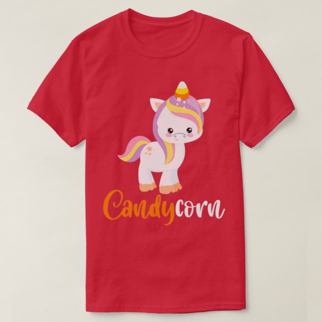Camiseta Candycorn Unicorn Feliz Halloween espeluznante esc (Diseño del anverso)