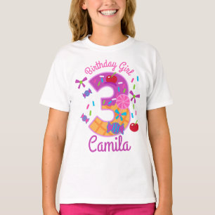 Camiseta Candyland Cumpleaños Chica Tercer ellulipop