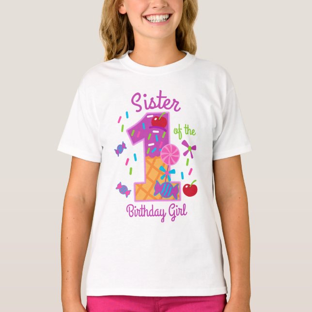 Camiseta Candyland Hermana del primer golfo de cumpleaños (Anverso)