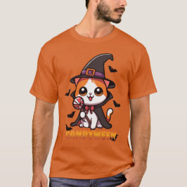 Camiseta candyween - gato brujo de halloween