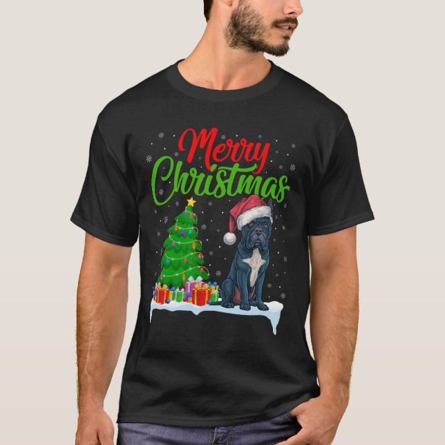 Camiseta Cane Corso Dog Christmas Tree Enfoca Divertidas Na (Anverso)